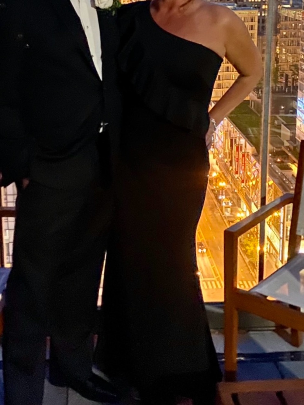 One-Shoulder Black Ruffle Gown - Picture 2 of 2